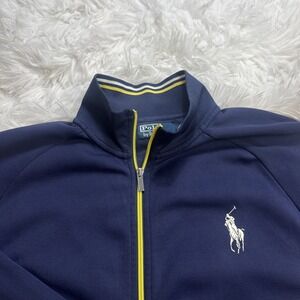 Vintage Polo Ralph Lauren Big Pony Track Jacket Men XL Deadstock New Blue Yellow